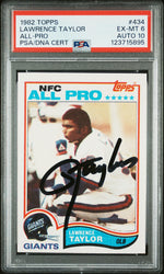 Graded 1982 Topps Lawrence Taylor #434 Rookie RC Signed Football Card PSA 6 Card - Auto Grade 10 (ONLINE ORDER ONLY)