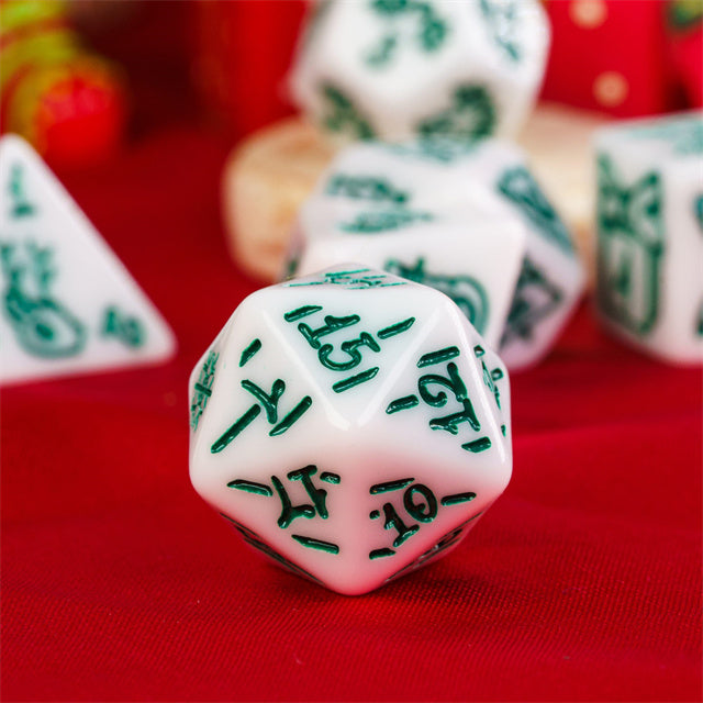 White Christmas Dice w/Green Presents Trees Snowman Holiday Festive (Online Only)