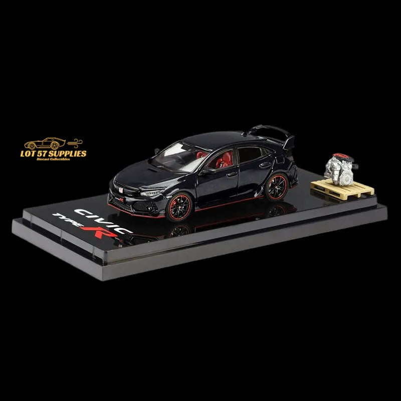 Hobby Japan 2017 Honda Civic Type R FK8 Crystal Blk With Engine Model Display 1:64 HJ641055BK (ONLINE ORDER ONLY)