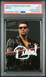 Graded 1994 Action Packed WWF Kevin Nash Diesel #4 Rookie RC Signed Wrestling Card PSA 5 Card - Auto Grade Authentic (ONLINE ORDER ONLY)