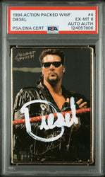Graded 1994 Action Packed WWF Kevin Nash Diesel #4 Rookie RC Signed Wrestling Card PSA 6 Card - Auto Grade Authentic (ONLINE ORDER ONLY)