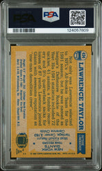 Graded 1982 Topps Lawrence Taylor #434 Rookie RC Signed Football Card PSA 8 Card - Auto Grade Authentic