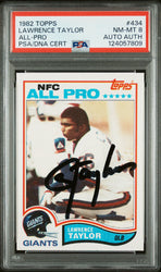 Graded 1982 Topps Lawrence Taylor #434 Rookie RC Signed Football Card PSA 8 Card - Auto Grade Authentic