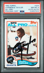 Graded 1982 Topps Lawrence Taylor #434 Rookie RC Signed Football Card PSA 8 Card - Auto Grade Authentic (ONLINE ORDER ONLY)