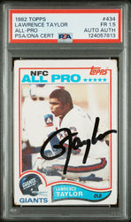 Graded 1982 Topps Lawrence Taylor #434 Rookie RC Signed Football Card PSA 1.5 Card - Auto Grade Authentic (ONLINE ORDER ONLY)