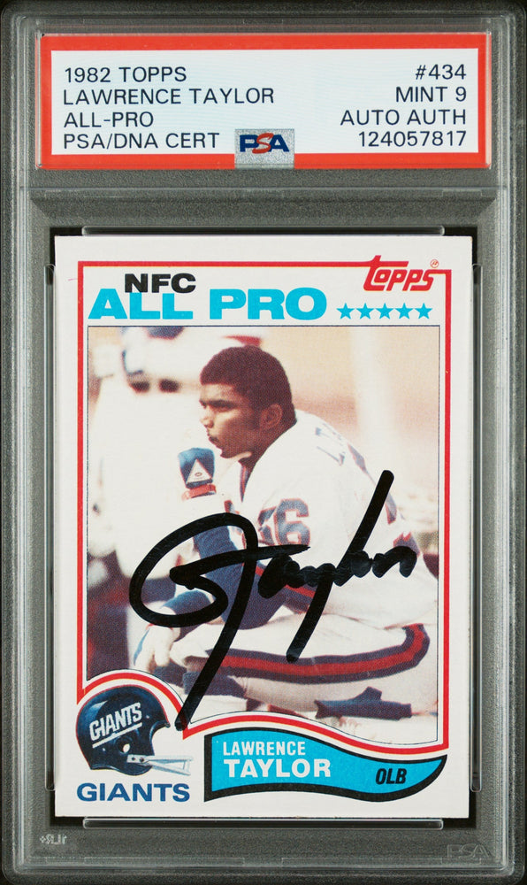 Graded 1982 Topps Lawrence Taylor #434 Rookie RC Signed Football Card PSA 9 Card - Auto Grade Authentic