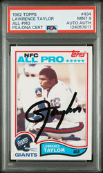 Graded 1982 Topps Lawrence Taylor #434 Rookie RC Signed Football Card PSA 9 Card - Auto Grade Authentic