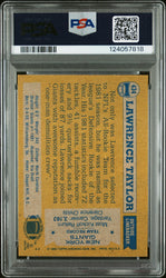 Graded 1982 Topps Lawrence Taylor #434 Rookie RC Signed Football Card PSA 8 Card - Auto Grade Authentic