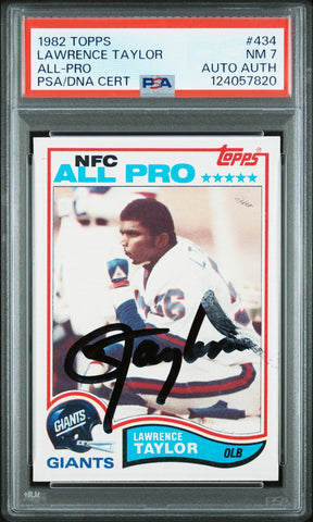 Graded 1982 Topps Lawrence Taylor #434 Rookie RC Signed Football Card PSA 7 Card - Auto Grade Authentic (ONLINE ORDER ONLY)
