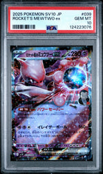 Graded 2025 PKM SV10 Japanese Team Rocket's Mewtwo Ex #039 Trading Card Game PSA 10 Gem Mint