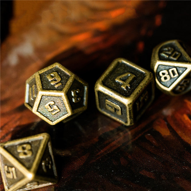 Bronze Mini Metal Dice Ancient Effect | (10mm to 15mm) 7-Dice Udixi RPG (Online Only)