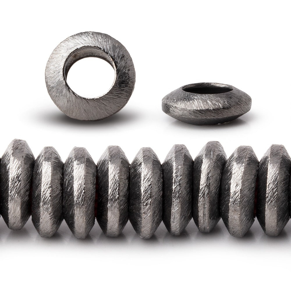 12mm Black Gold plated Brushed Disc 8 inch 48 Large Hole Beads (ONLINE ORDER ONLY)