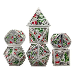 Metal Winter Holliday Santa 7-Dice Set (silver) (Online Only)
