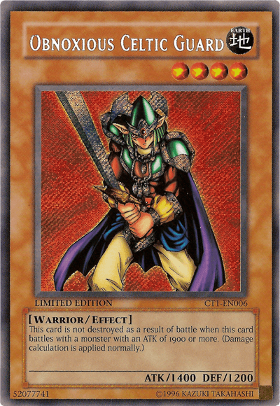 Obnoxious Celtic Guard [CT1-EN006] Secret Rare (ONLINE ORDER ONLY)
