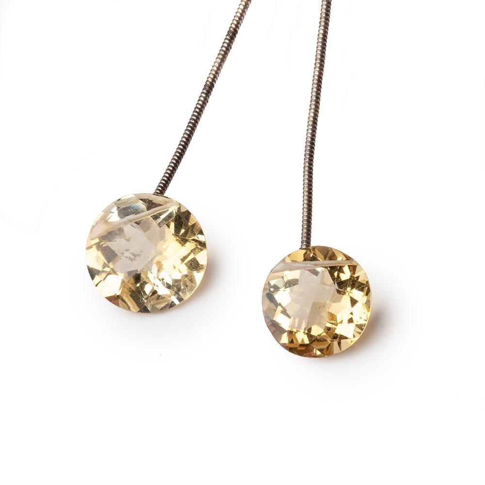 12.5-13.5mm Citrine Faceted Coin Focal Set of 2 Beads (ONLINE ORDER ONLY)