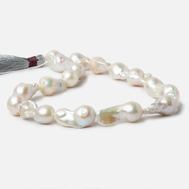 12.5-13.5mm White Ultra Baroque Freshwater Pearls 16 inch 17 pieces AA 0.8mm drill hole (ONLINE ORDER ONLY)