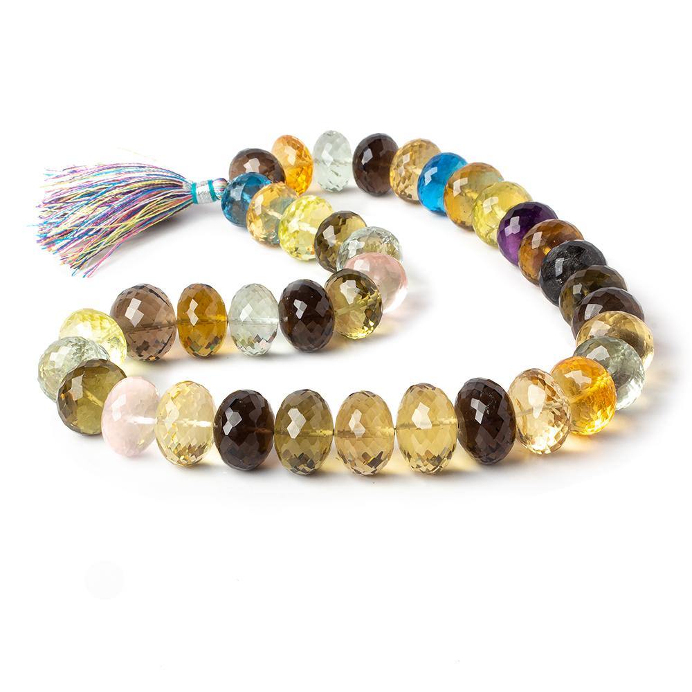 12.5-17.5mm Multi Gemstone Faceted Rondelle Beads 16 inch 38 pieces AAA Grade (ONLINE ORDER ONLY)