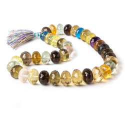 12.5-17.5mm Multi Gemstone Faceted Rondelle Beads 16 inch 38 pieces AAA Grade (ONLINE ORDER ONLY)