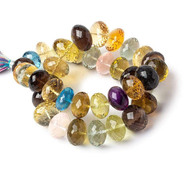 12.5-17.5mm Multi Gemstone Faceted Rondelle Beads 16 inch 38 pieces AAA Grade (ONLINE ORDER ONLY)