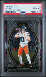Graded 2024 Panini Select Bo Nix #7 Select Future Rookie RC Football Card PSA 10 Gem Mint