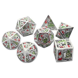 Metal Winter Holliday Santa 7-Dice Set (silver) (Online Only)