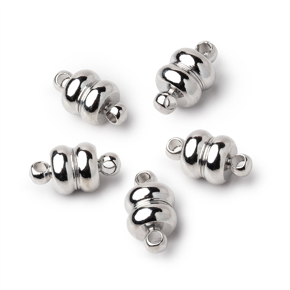 7mm Silver Rhodium plated Magnetic Clasp Set of 5 pieces