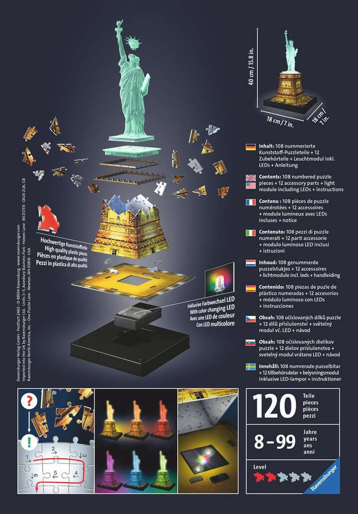 Puzzle: 3D Puzzle - Statue of Liberty Night Edition (ONLINE ORDER ONLY)