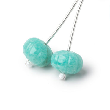 12.5mm Amazonite Carved Melon Focals Set of 2 Beads (ONLINE ORDER ONLY)