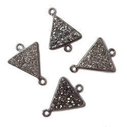 12.5mm Black Gold Bezel Metallic Platinum Drusy Triangle Connector 1 piece (ONLINE ORDER ONLY)