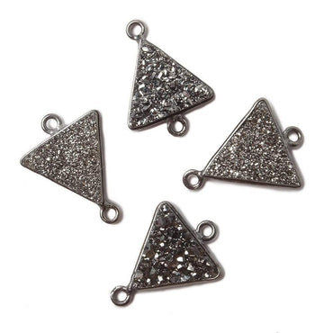 12.5mm Black Gold Bezel Metallic Platinum Drusy Triangle Connector 1 piece (ONLINE ORDER ONLY)