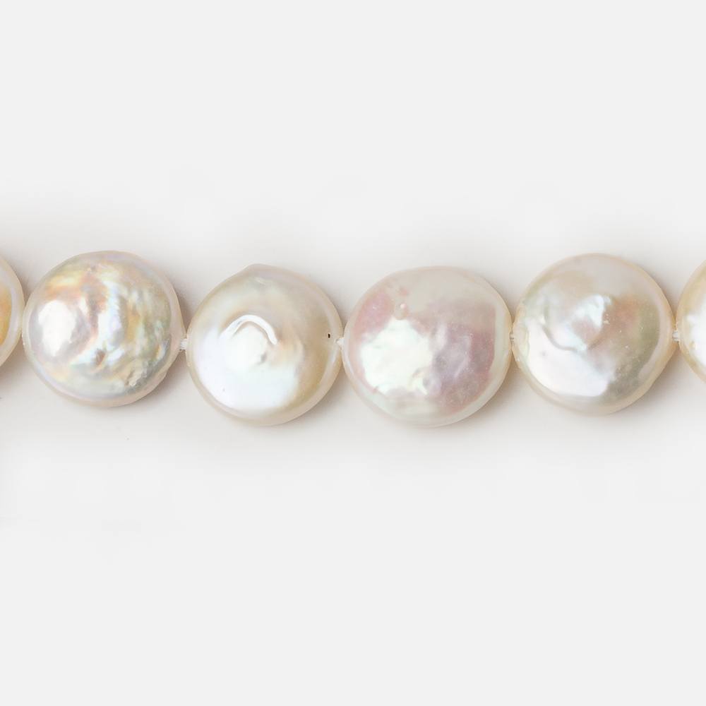 12.5mm Cream White Coin Freshwater Pearls 16 inch 32 pieces A (ONLINE ORDER ONLY)