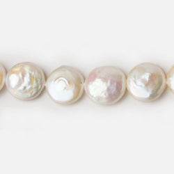 12.5mm Cream White Coin Freshwater Pearls 16 inch 32 pieces A (ONLINE ORDER ONLY)