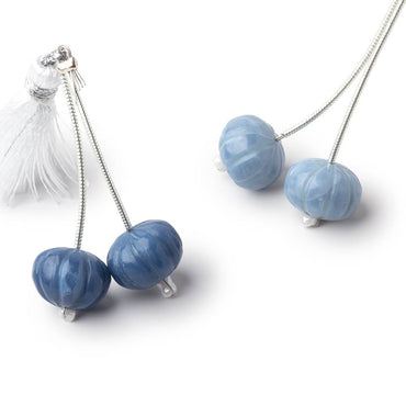 12.5mm Owyhee Blue Opal Carved Melon Focals Set of 2 Beads (ONLINE ORDER ONLY)