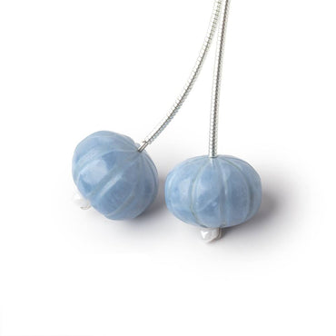 12.5mm Owyhee Blue Opal Carved Melon Focals Set of 2 Beads (ONLINE ORDER ONLY)