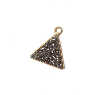 12.5mm Vermeil Bezel Metallic Platinum Drusy Triangle Pendant 1 piece (ONLINE ORDER ONLY)