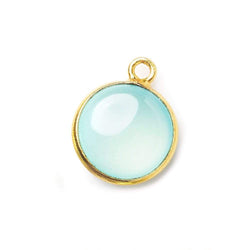 12.5mm Vermeil Bezel SeaBlue Chalcedony plain coin Pendant 1 focal bead (ONLINE ORDER ONLY)