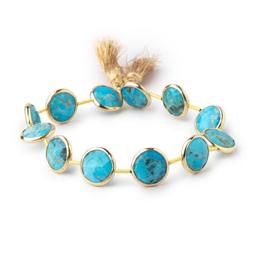 12.5mm Vermeil Bezel Turquoise Howlite Faceted Coin Beads 8 inch 12 pieces (ONLINE ORDER ONLY)