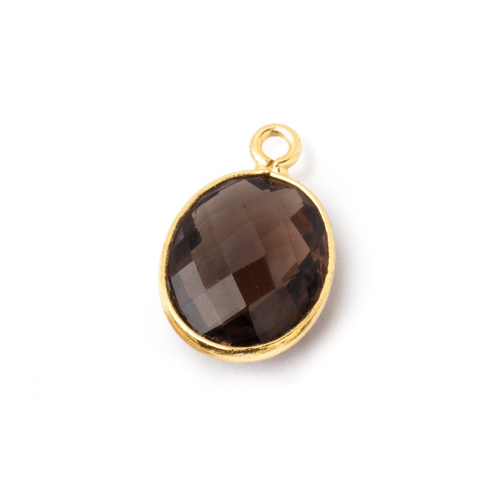 12.5x10.5mm Vermeil Bezel Smoky Quartz Faceted Oval Pendant 1 piece (ONLINE ORDER ONLY)
