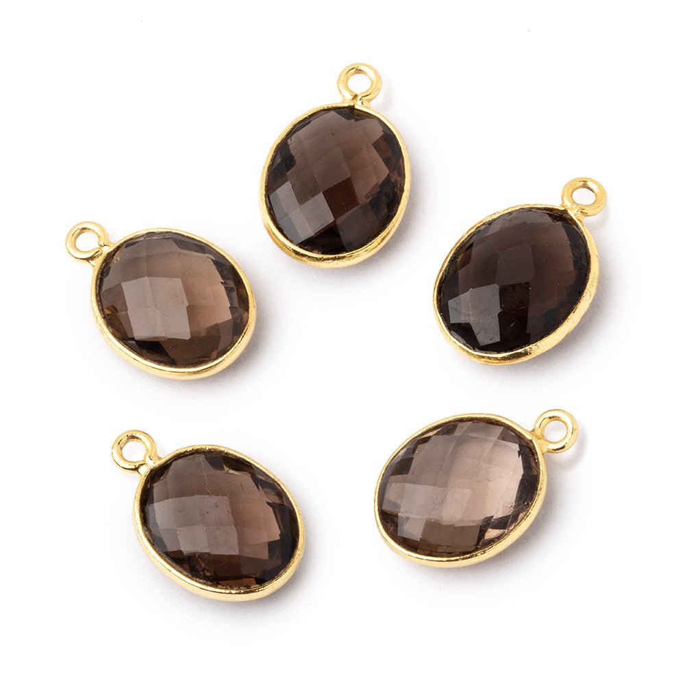 12.5x10.5mm Vermeil Bezel Smoky Quartz Faceted Oval Pendant 1 piece (ONLINE ORDER ONLY)