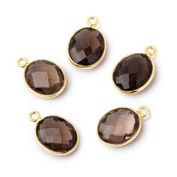 12.5x10.5mm Vermeil Bezel Smoky Quartz Faceted Oval Pendant 1 piece (ONLINE ORDER ONLY)