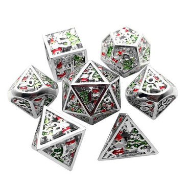 Metal Winter Holliday Santa 7-Dice Set (silver) (Online Only)