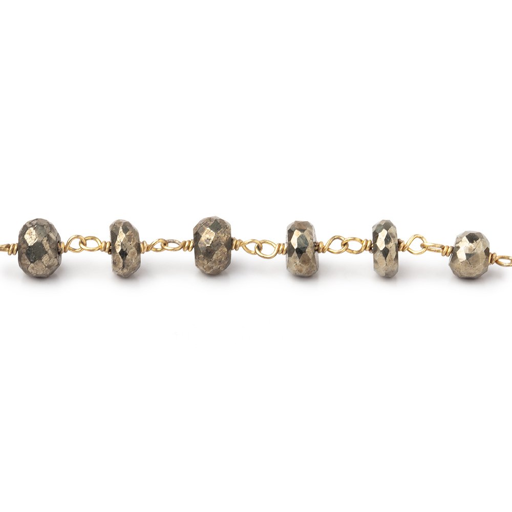5.5mm Pyrite faceted rondelle Vermeil Chain by the foot 32 beads (ONLINE ORDER ONLY)