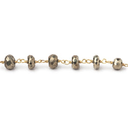 5.5mm Pyrite faceted rondelle Vermeil Chain by the foot 32 beads (ONLINE ORDER ONLY)
