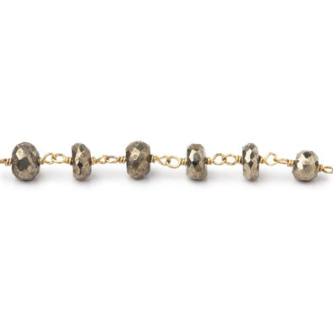 5.5mm Pyrite faceted rondelle Vermeil Chain by the foot 32 beads (ONLINE ORDER ONLY)
