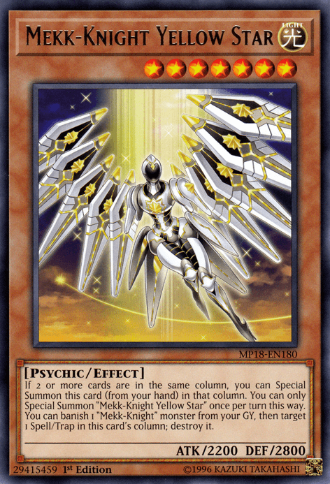 Mekk-Knight Yellow Star [MP18-EN180] Rare (ONLINE ORDER ONLY)
