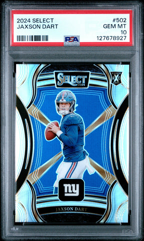 Graded 2024 Panini Select Jaxson Dart #502 XRC Silver Prizm Rookie RC Football Card PSA 10 Gem Mint (ONLINE ORDER ONLY)