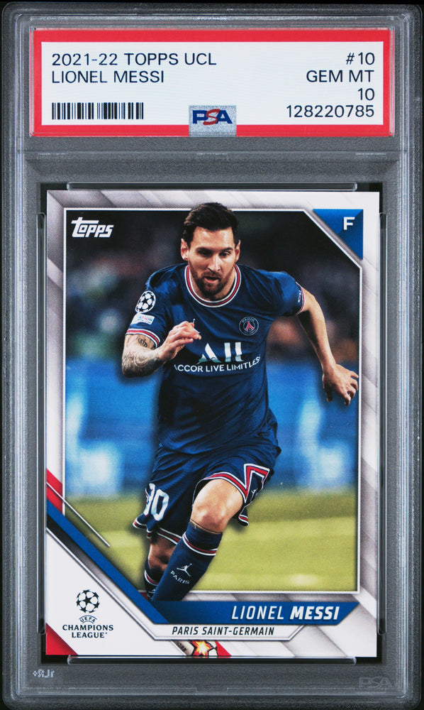 Graded 2021 Topps UCL Lionel Messi #10 UEFA Champions League Soccer Card PSA 10 Gem Mint