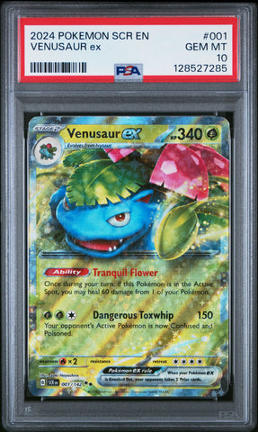 Graded 2024 PKM Scr En-Stellar Crown #001 Venusaur Ex Trading Card Game PSA 10 Gem Mint (ONLINE ORDER ONLY)