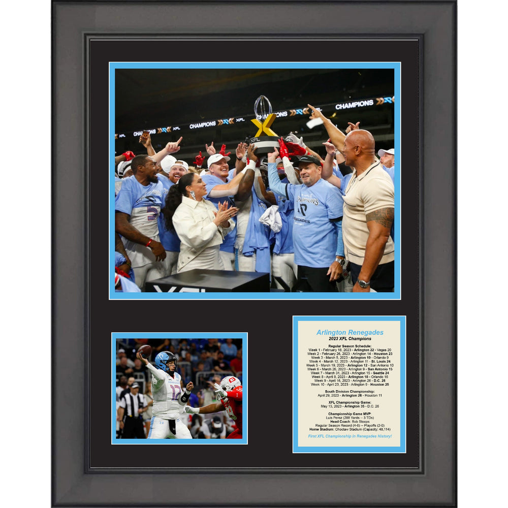Framed Arlington Renegades 2023 XFL Champions Football 11"x14" Three Photo Collage (ONLINE ORDER ONLY)