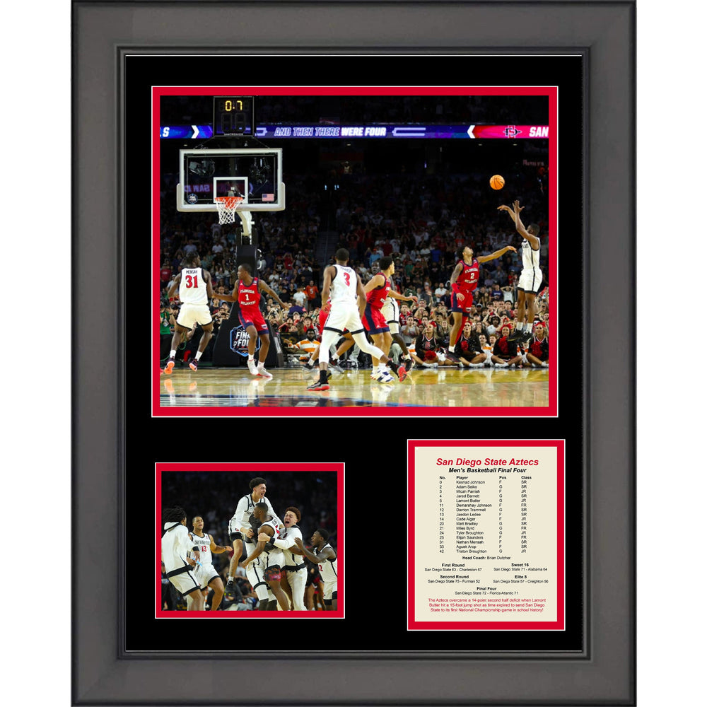 Framed San Diego State Aztecs Lamont Butler 2023 Final Four Buzzer Beater College Basketball 11"x14" Three Photo Collage (ONLINE ORDER ONLY)
